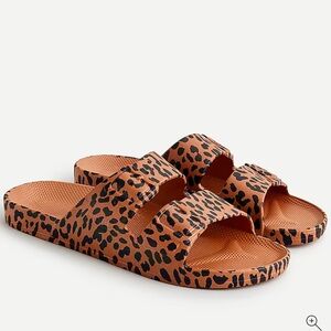 Leopard Print Slide Sandals - Orange and Black